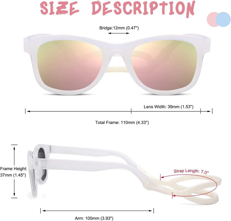 COASION Bendable Flexible Polarized Newborn Baby Sunglasses with Silicon Strap for Infant Boys Girls Age 0-12 Months CA9042 - Image 5